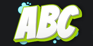 ABC graphic preview of the font Switch the graffiti generator font to 3D Bangers Graffiti Font