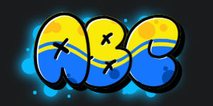 ABC graphic preview of the font Switch the graffiti generator font to Bubble-Stlye 1 Graffiti Font