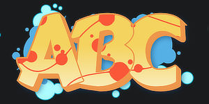 ABC graphic preview of the font Switch the graffiti generator font to Wildstyle Graffiti Font