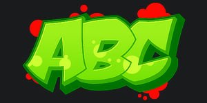 ABC graphic preview of the font Switch the graffiti generator font to Wildstyle Graffiti Font