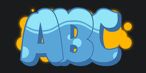 ABC graphic preview of the font Switch the graffiti generator font to Wildstyle Graffiti Font