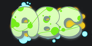 ABC graphic preview of the font Switch the graffiti generator font to Wildstyle Graffiti Font