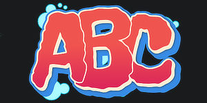ABC graphic preview of the font Switch the graffiti generator font to Wildstyle Graffiti Font