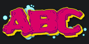 ABC graphic preview of the font Switch the graffiti generator font to Wildstyle Graffiti Font