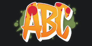 ABC graphic preview of the font Switch the graffiti generator font to Wildstyle Graffiti Font