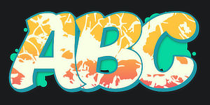 ABC graphic preview of the font Switch the graffiti generator font to Wildstyle Graffiti Font