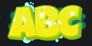 ABC graphic preview of the font Switch the graffiti generator font to Wildstyle Graffiti Font
