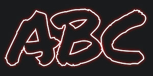 ABC graphic preview of the font Switch the graffiti generator font to Neon Wildstyle Graffiti Font