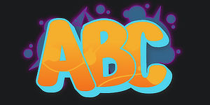 ABC graphic preview of the font Switch the graffiti generator font to Wildstyle Graffiti Font