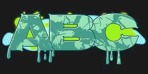 ABC graphic preview of the font Switch the graffiti generator font to Wildstyle Graffiti Font