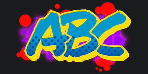 ABC graphic preview of the font Switch the graffiti generator font to Tag Graffiti Font 2