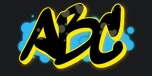 ABC graphic preview of the font Switch the graffiti generator font to Wildstyle Graffiti Font