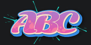 ABC graphic preview of the font Switch the graffiti generator font to Wildstyle Graffiti Font