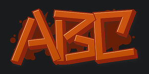 ABC graphic preview of the font Switch the graffiti generator font to Wildstyle Graffiti Font