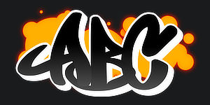 ABC graphic preview of the font Switch the graffiti generator font to Tag Outline Graffiti Font