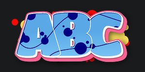ABC graphic preview of the font Switch the graffiti generator font to Wildstyle Graffiti Font