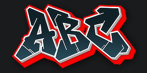 ABC graphic preview of the font Switch the graffiti generator font to Wildstyle 3D  Graffiti Font