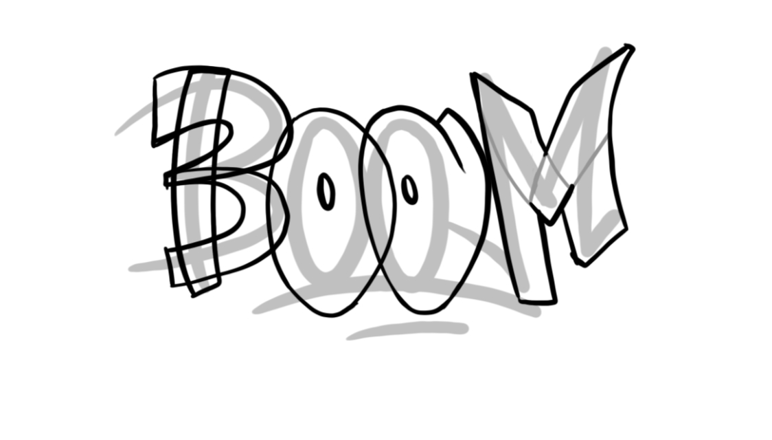 Step by step boom Graffiti Drawing Guide Step 4 graphic