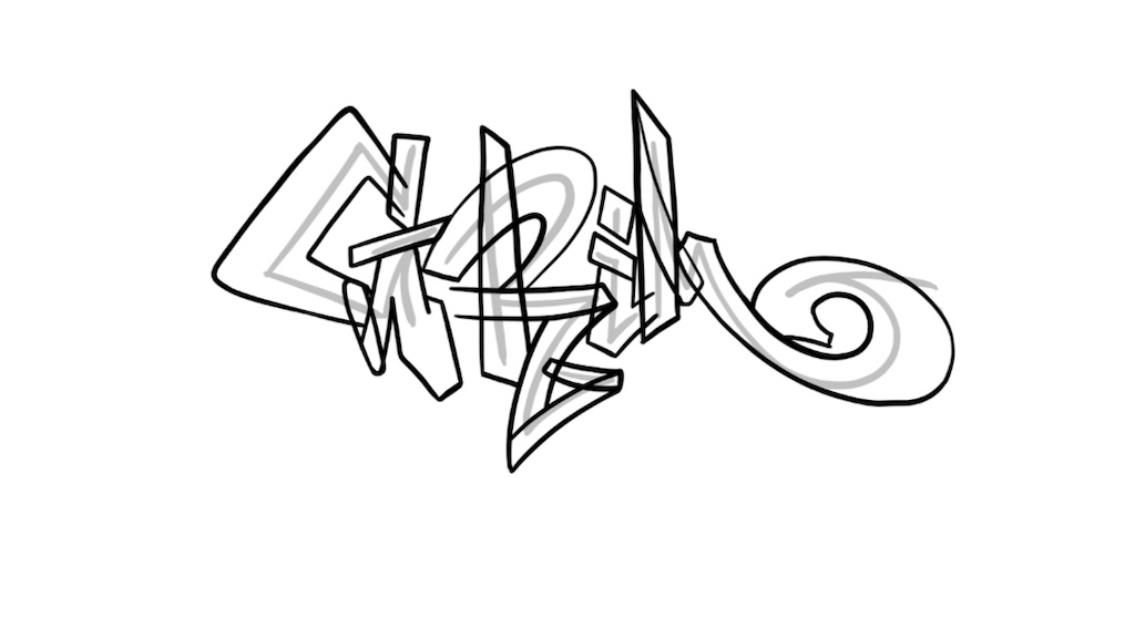 Step by step grim Graffiti Drawing Guide Step 2 graphic