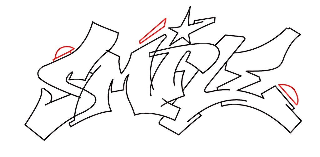 Step by step smile Graffiti Drawing Guide Step 6 graphic