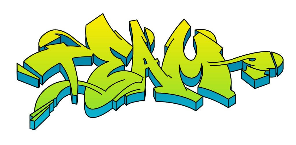 Step by step team Graffiti Drawing Guide Step 9 graphic