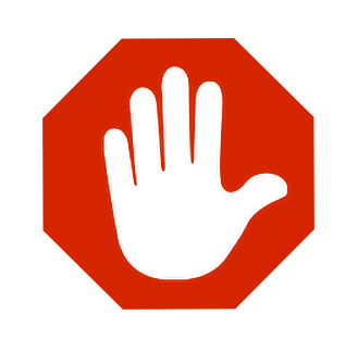 Adblock warning icon graphic