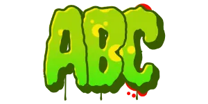 ABC graphic preview of the font  Switch the graffiti generator font to Halloween Graffiti Font