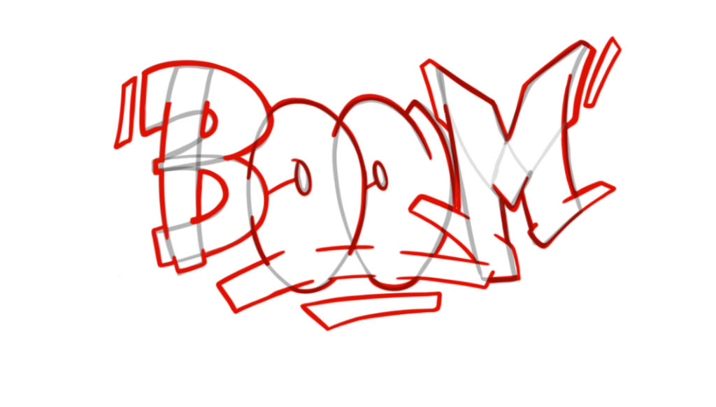 Step by step boom Graffiti Drawing Guide Step 5 graphic