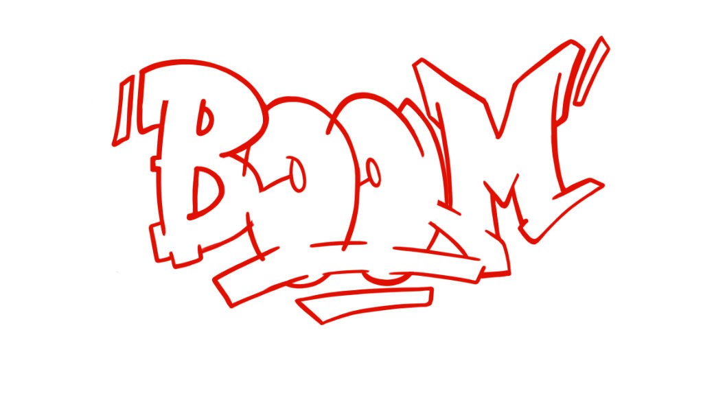 Step by step boom Graffiti Drawing Guide Step 6 graphic
