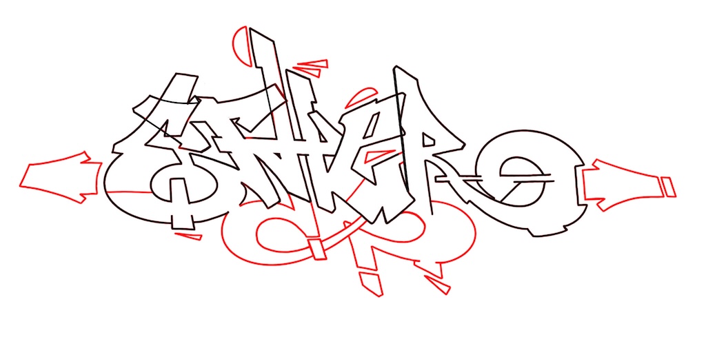 Step by step ether Graffiti Drawing Guide Step 6 graphic