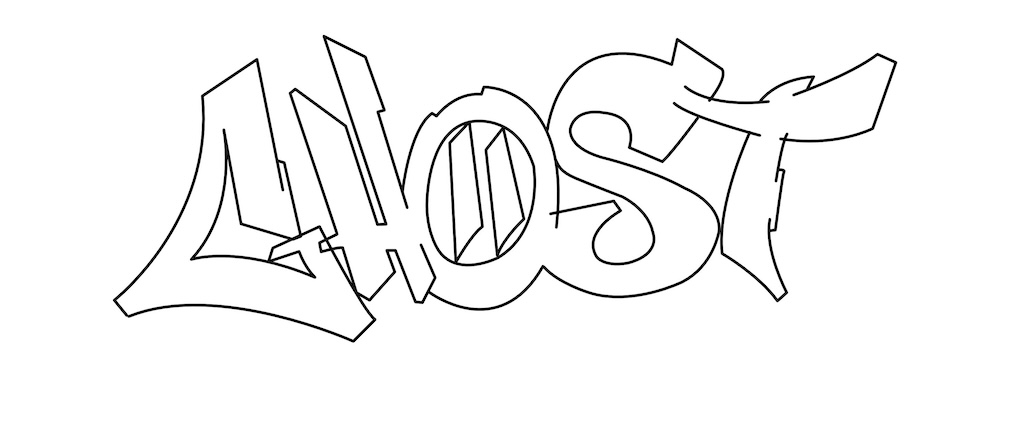 Step by step ghost Graffiti Drawing Guide Step 5 graphic