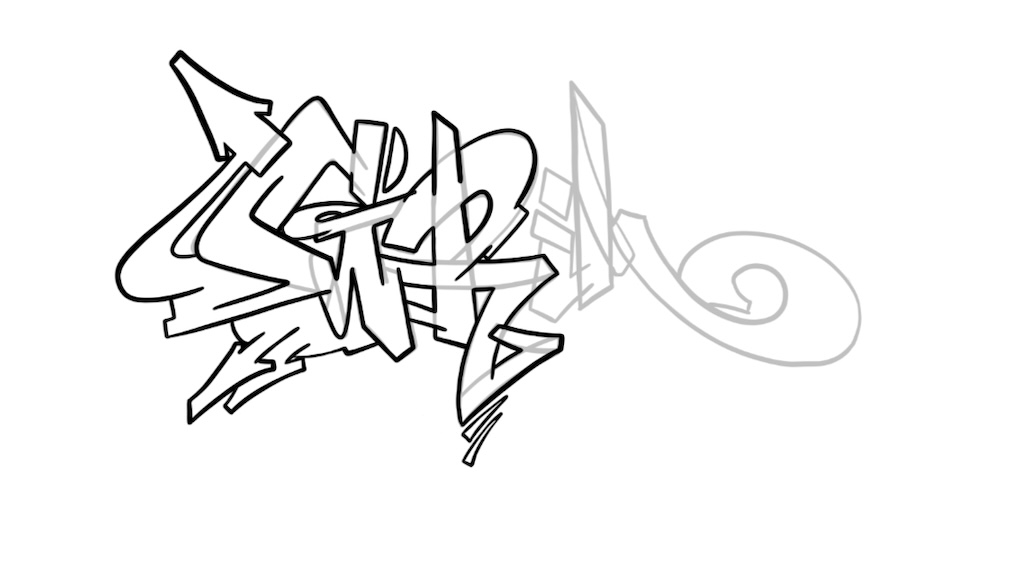 Step by step grim Graffiti Drawing Guide Step 4 graphic