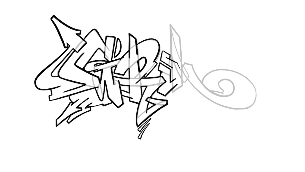 Step by step grim Graffiti Drawing Guide Step 5 graphic