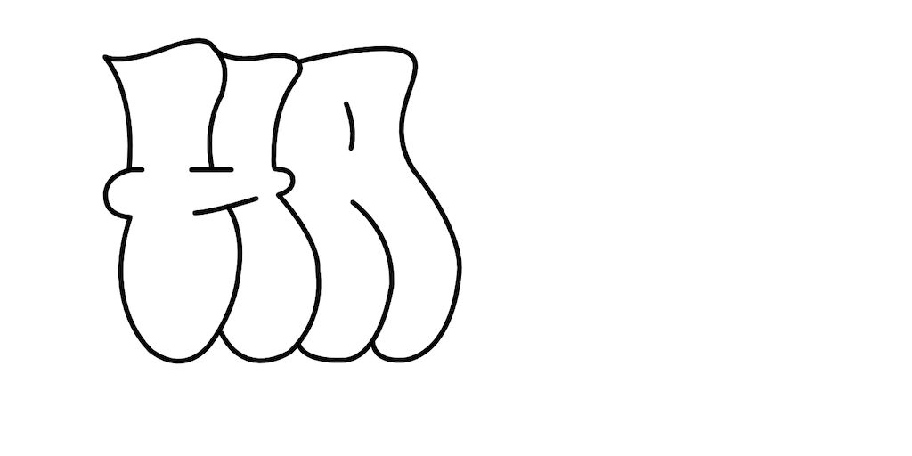 Step by step hand Graffiti Drawing Guide Step 2 graphic