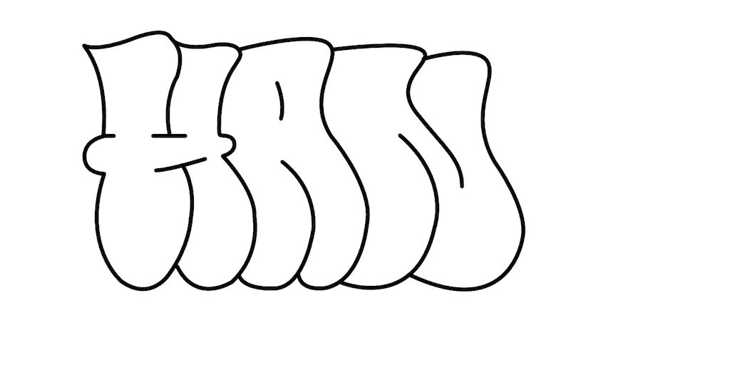 Step by step hand Graffiti Drawing Guide Step 3 graphic