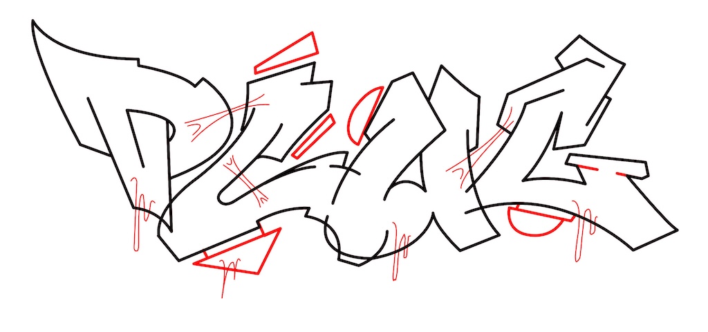 Step by step plug Graffiti Drawing Guide Step 5 graphic