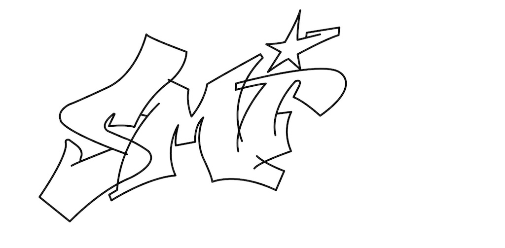 Step by step smile Graffiti Drawing Guide Step 3 graphic
