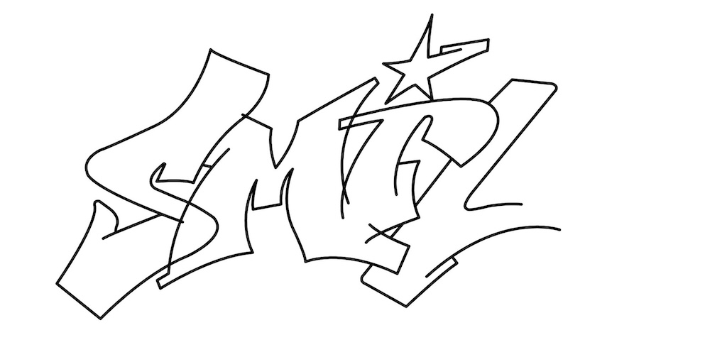 Step by step smile Graffiti Drawing Guide Step 4 graphic