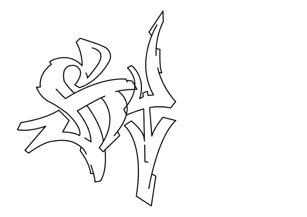 Step by step style Graffiti Drawing Guide Step 3 graphic
