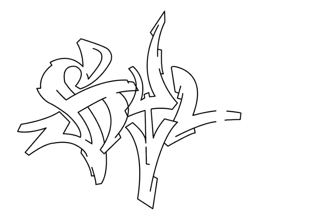 Step by step style Graffiti Drawing Guide Step 4 graphic