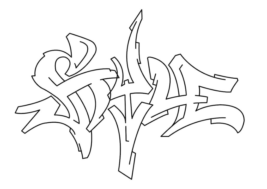 Step by step style Graffiti Drawing Guide Step 5 graphic