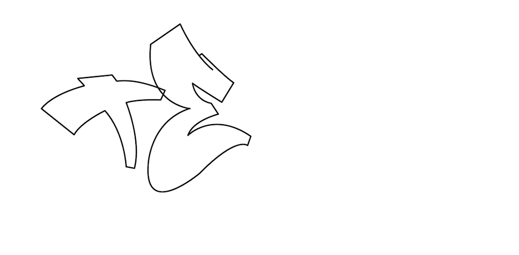 Step by step team Graffiti Drawing Guide Step 2 graphic