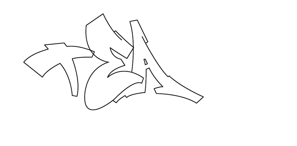 Step by step team Graffiti Drawing Guide Step 3 graphic