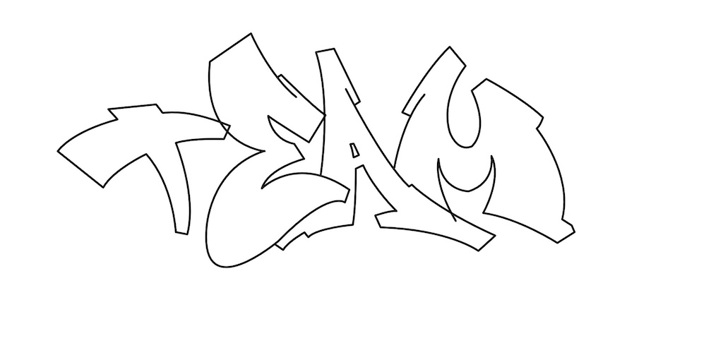 Step by step team Graffiti Drawing Guide Step 4 graphic