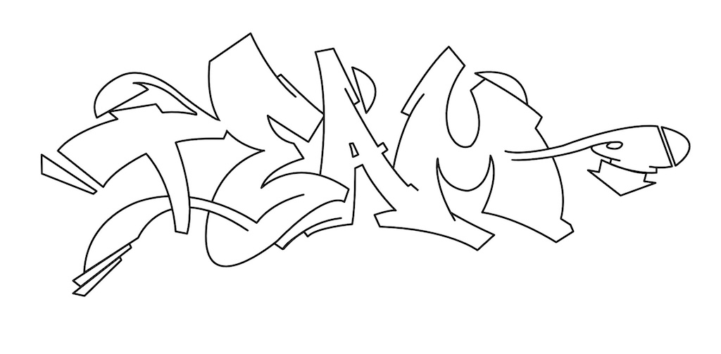 Step by step team Graffiti Drawing Guide Step 6 graphic