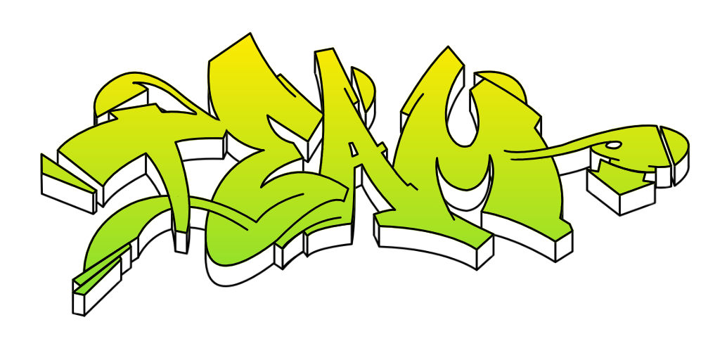 Step by step team Graffiti Drawing Guide Step 8 graphic