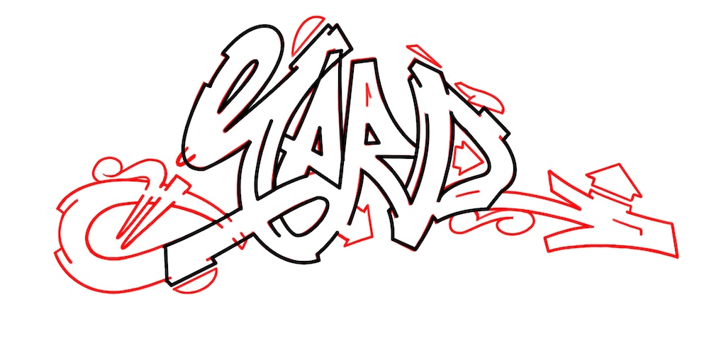 Step by step yard Graffiti Drawing Guide Step 5 graphic