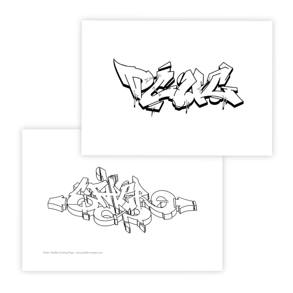 Illustrative Grafik von Graffiti-Malvorlagen mit 3D-Blöcken