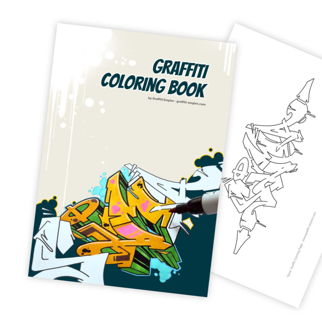 Graffiti-Malbuch 1 PDF-Mockup und Cover-Grafik