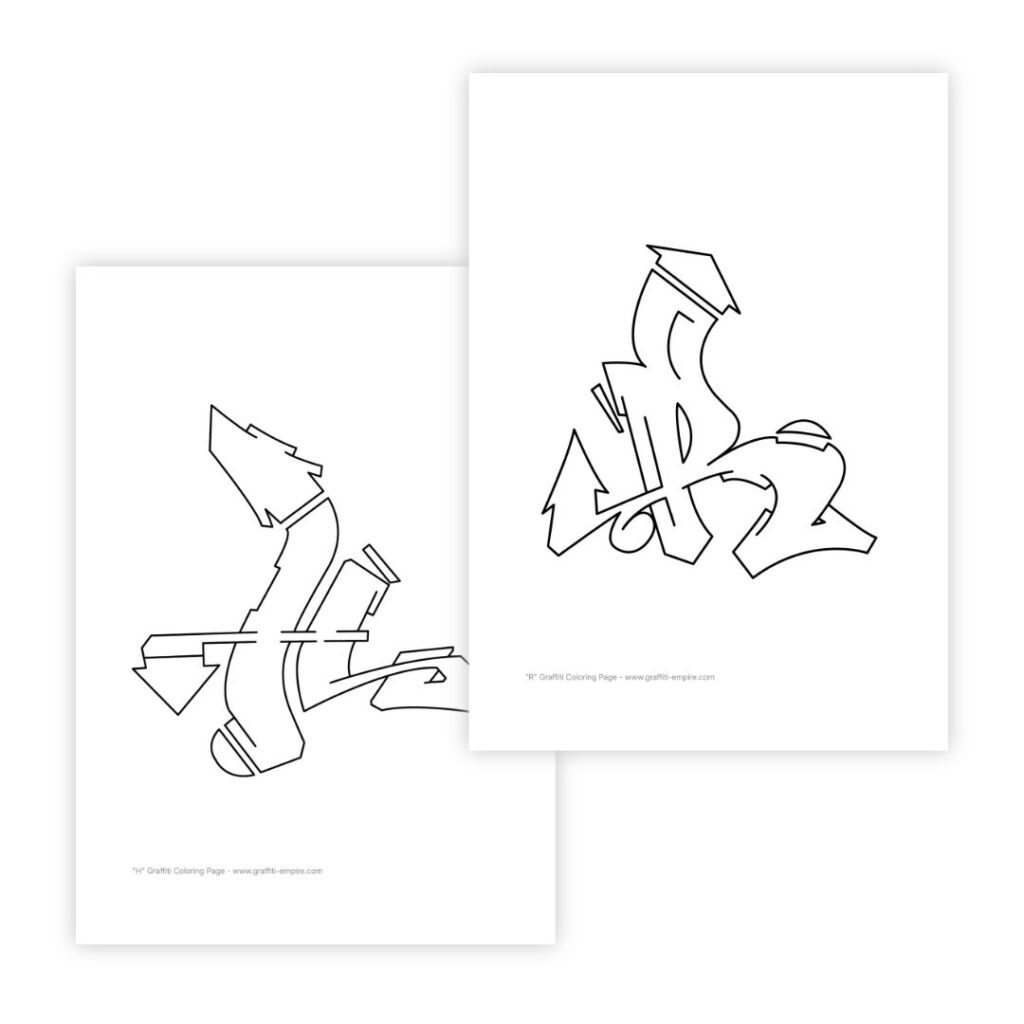 Illustrative Grafik von Graffiti-Malvorlagen mit stilisierten Buchstaben